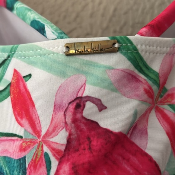 Womens Plus Size NICOLE MILLER PLUS FLYAWAY SWIMDRESS ONE PIECE Tropical 3XWhite - Picture 6 of 11